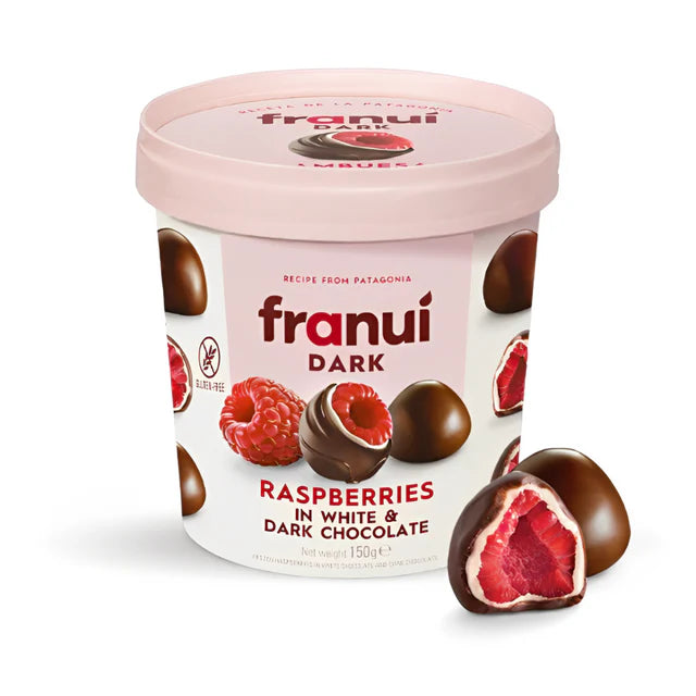 Franui Frozen Raspberries White And Dark Chocolate 150g