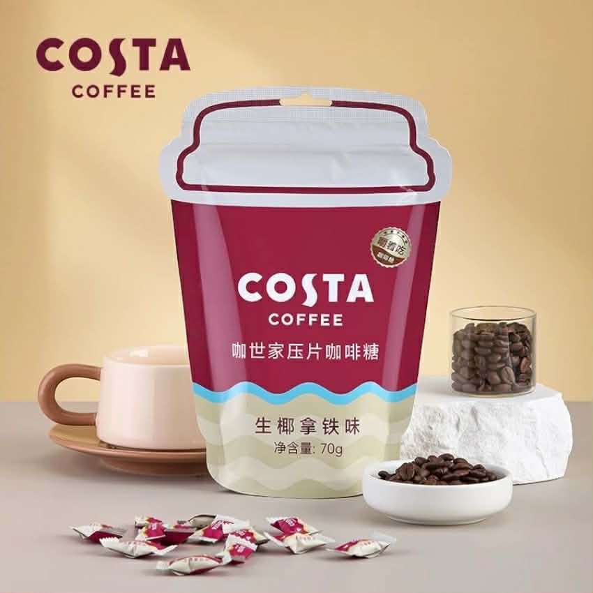 Costa Pressed Coffee Candy Raw Coconut Latte Flavor 70g