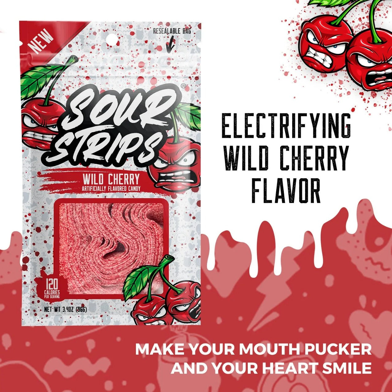 Sour Strips Wild Cherry 99g