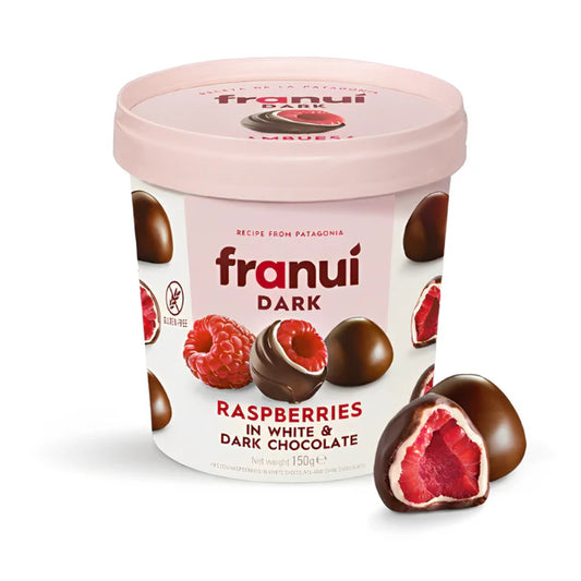 Franui Frozen Raspberries White And Dark Chocolate 150g