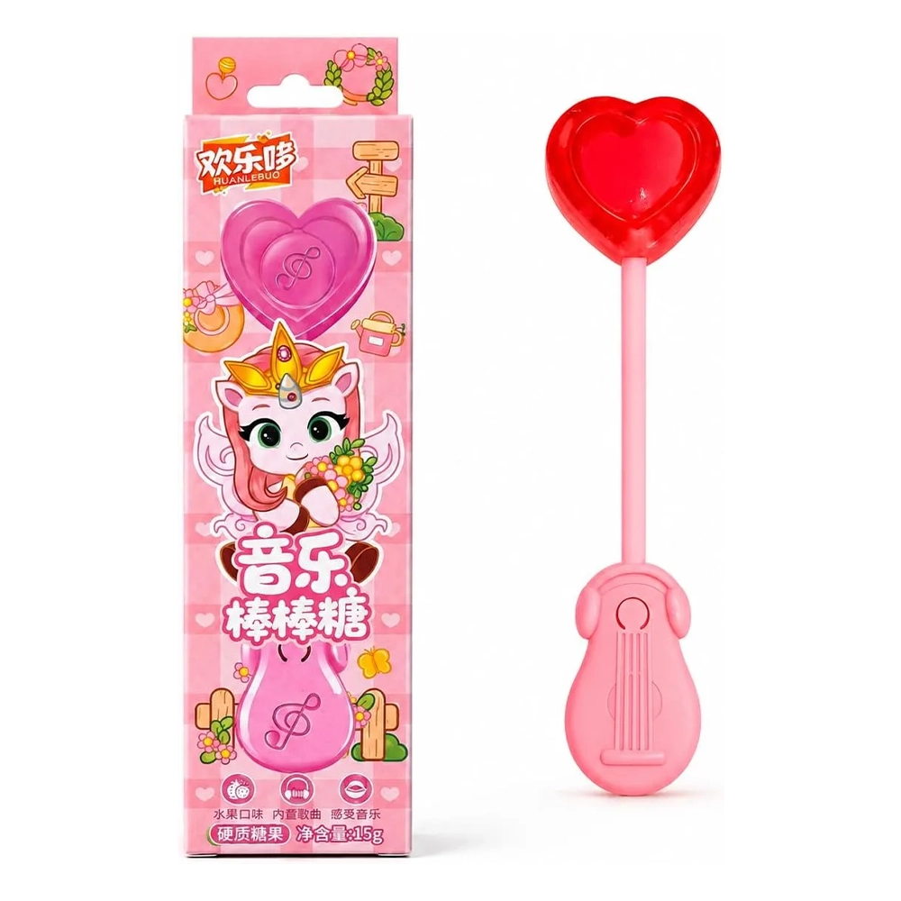 Music Lollipop MUANLEDUO Pink Unicorn Style Fruit Flavor Hard Candy 15g | Built in Songs | Feel The Music