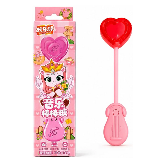 Music Lollipop MUANLEDUO Pink Unicorn Style Fruit Flavor Hard Candy 15g | Built in Songs | Feel The Music