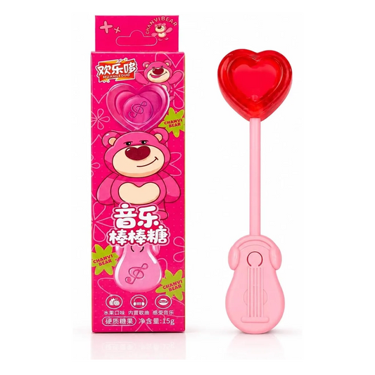 Music Lollipop MUANLEDUO Cute Chanvi Bear Design Fruit Flavor Hard Candy 15g | Built in Songs | Feel The Music