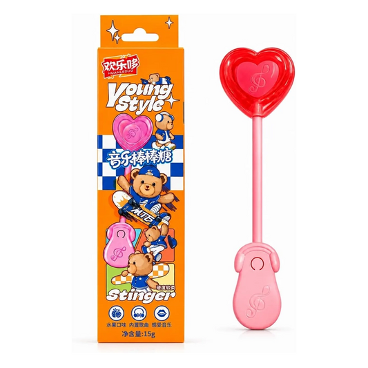 Music Lollipop MUANLEDUO Young Stinger Style Bear Theme Fruit Flavor Hard Candy 15g | Built in Songs | Feel The Music |