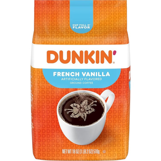 Dunkin' Donuts French Vanilla Flavored Ground Coffee, 18 Oz