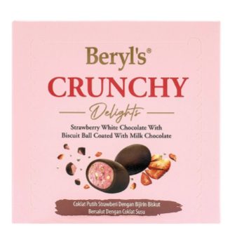 Beryl's Crunchy Delights Strawberry White Chocolate With Biscuits Ball Coated With Milk